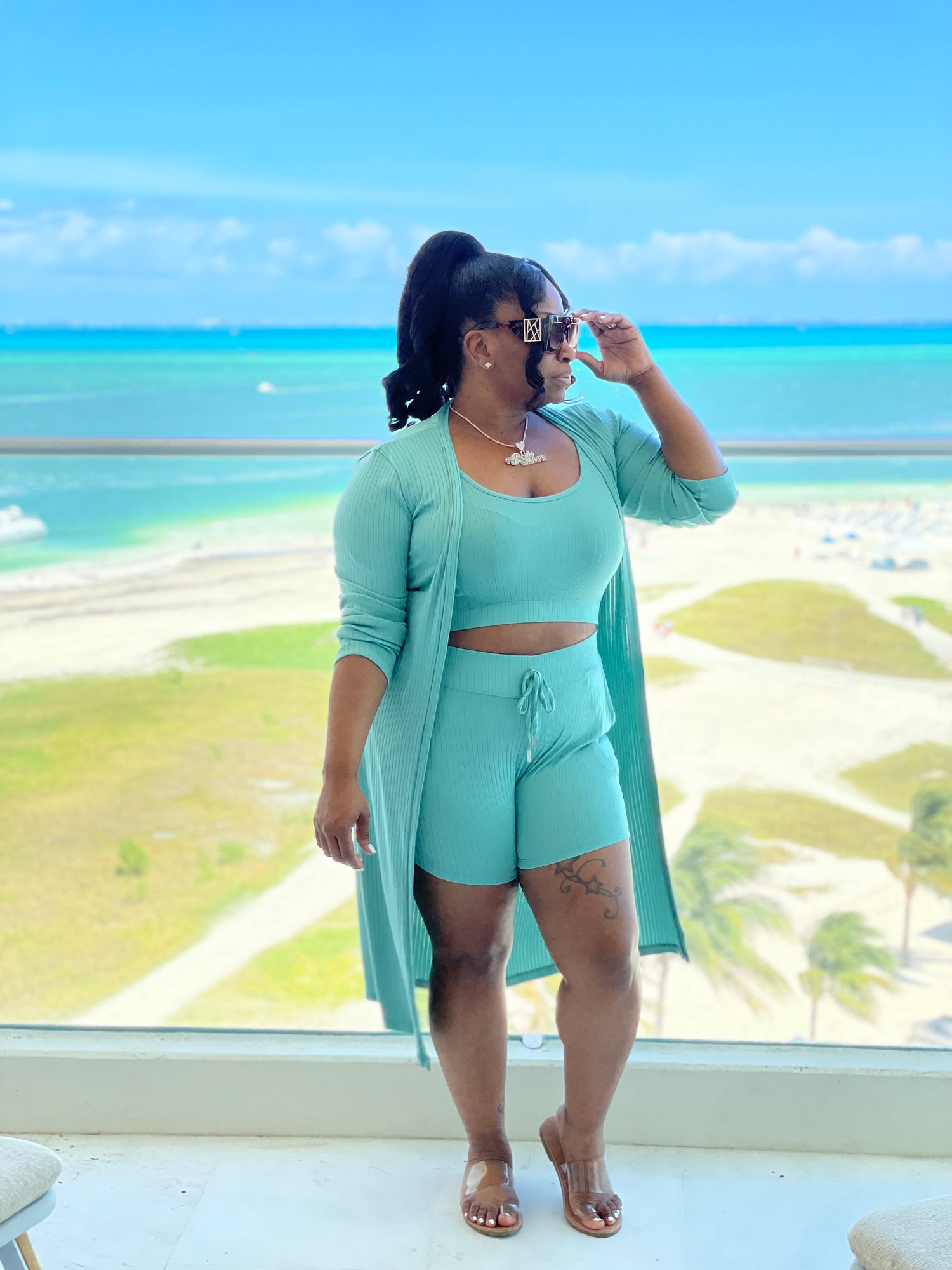 Cardigan short set best sale